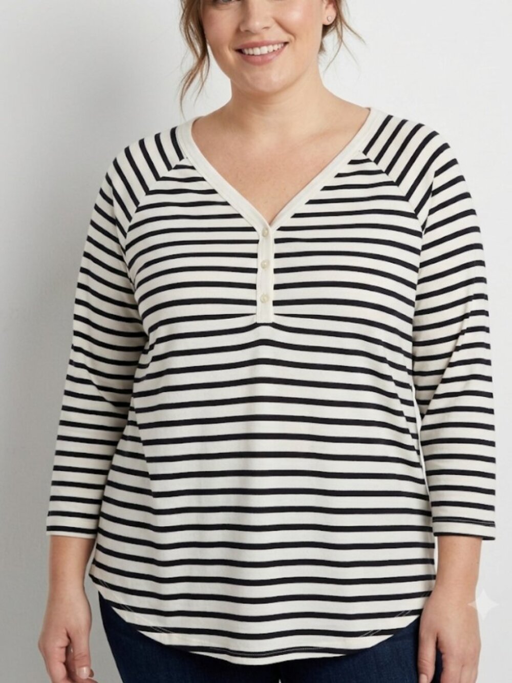 Pomander Place Tuckernuck Striped Henley Shirt Navy White Nautical Coastal Sz XL